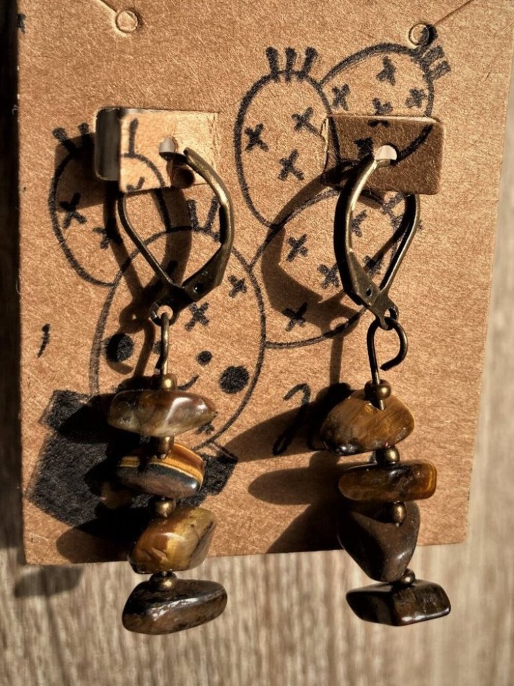 Handmade Brown Rock Earrings